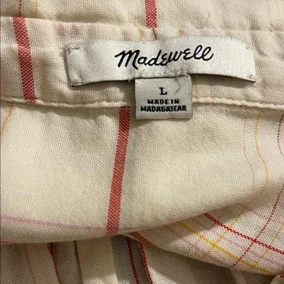 Madewell Central Shirt Popover in Fine Plaid red, pink, sherbet, green L - Picture 7 of 7